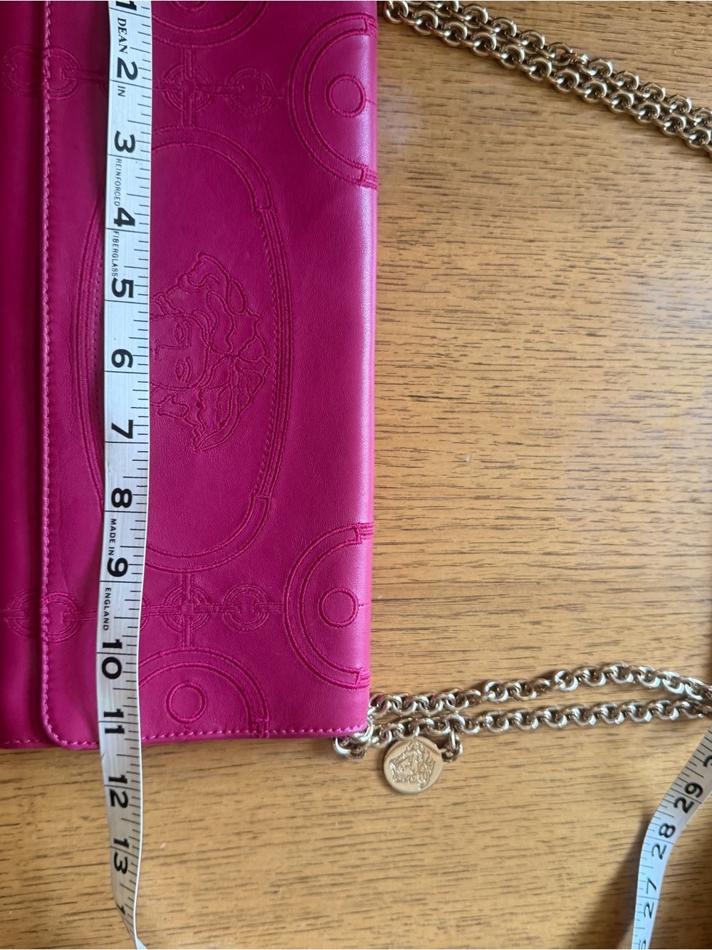 Versace Hot Pink Leather Medusa Chain-Handle Clutch - Picture 3 of 10